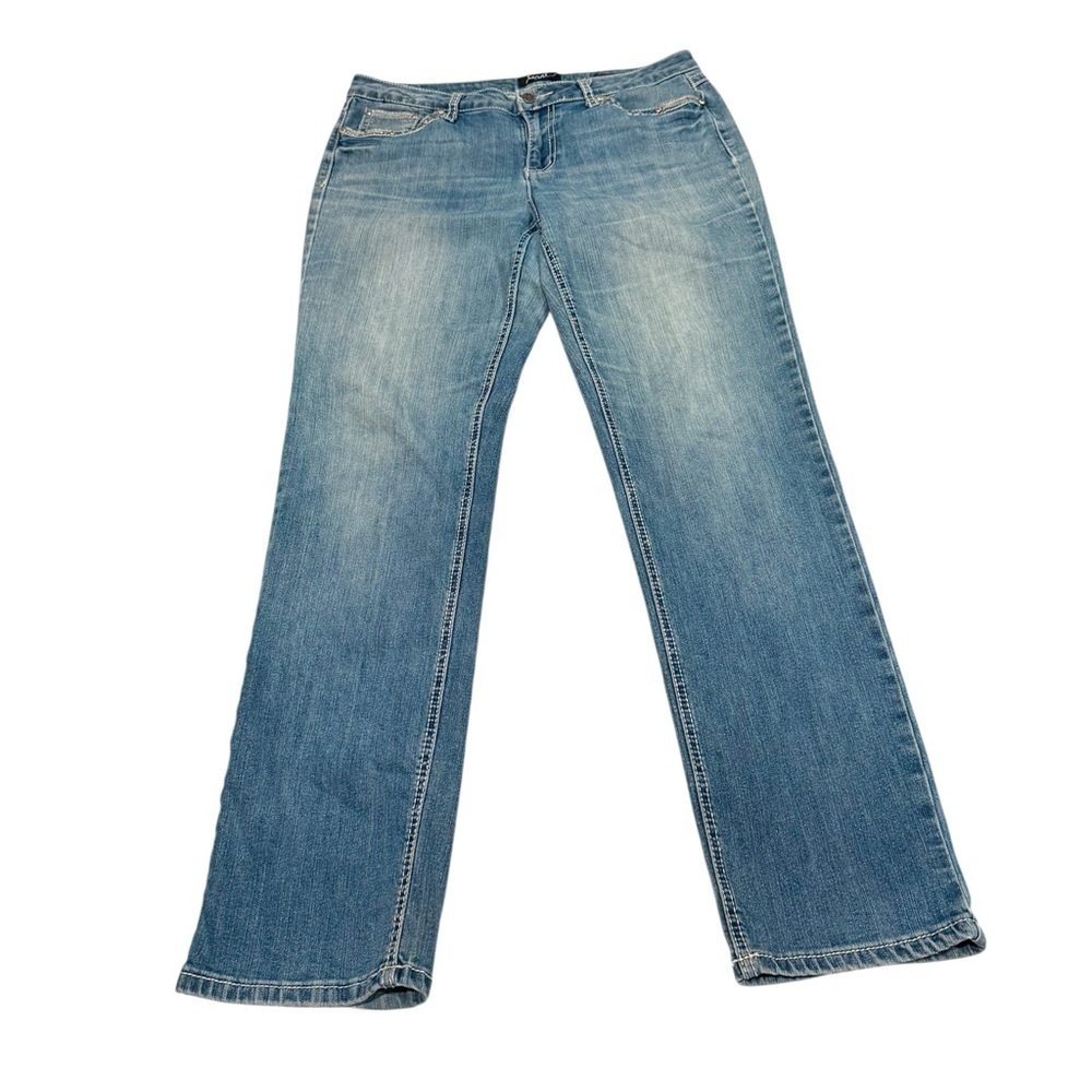 Earl Straight Leg Jeans Light Wash Back Pocket Detail Women’s Size 10